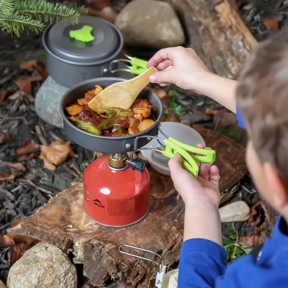 Camping Cookware Mess Kit for Backpacking Gear ? Camping Cooking Set - Camping Pots and Pans Set - Backpacking Stove/Portable
