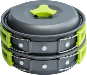 Camping Cookware Mess Kit for Backpacking Gear ? Camping Cooking Set - Camping Pots and Pans Set - Backpacking Stove/Portable