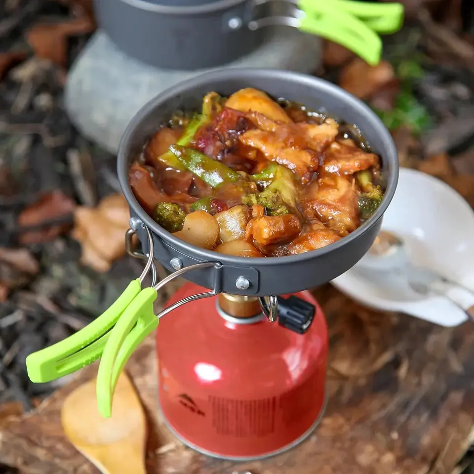 Camping Cookware Mess Kit for Backpacking Gear ? Camping Cooking Set - Camping Pots and Pans Set - Backpacking Stove/Portable