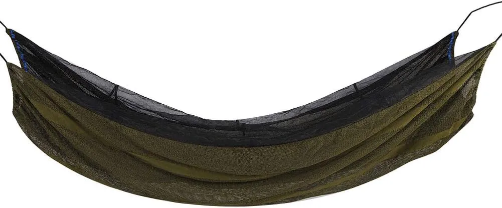 Camping Single Hammock, Portable Outdoor Anti Mosquito Hammock for Hiking Backpacking Survival, Comfortable Breathable Ice Silk Material, High Load Bearing, Easy to Carry (Dark Green)