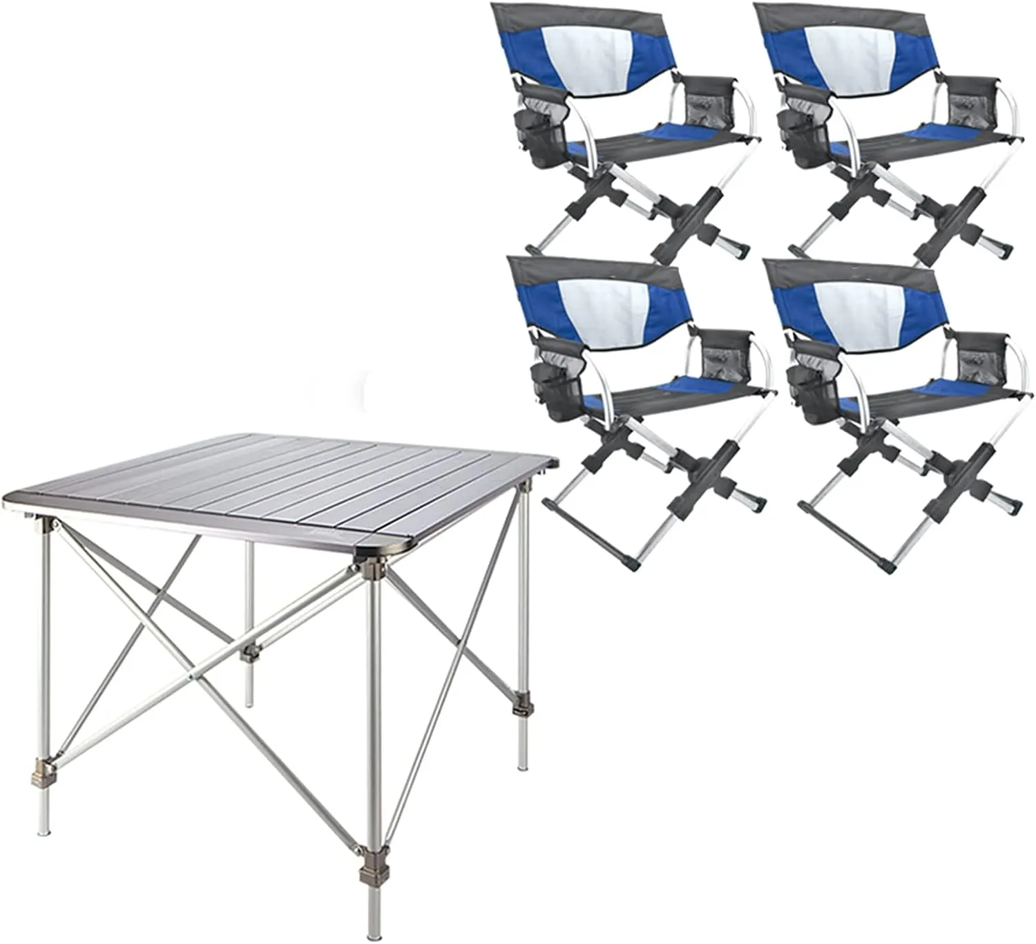 Camping Table Chairs with 4 Chairs, Portable Outdoor Aluminum Alloy Lifting Table, Bring A Hand Strap for Easy Storage