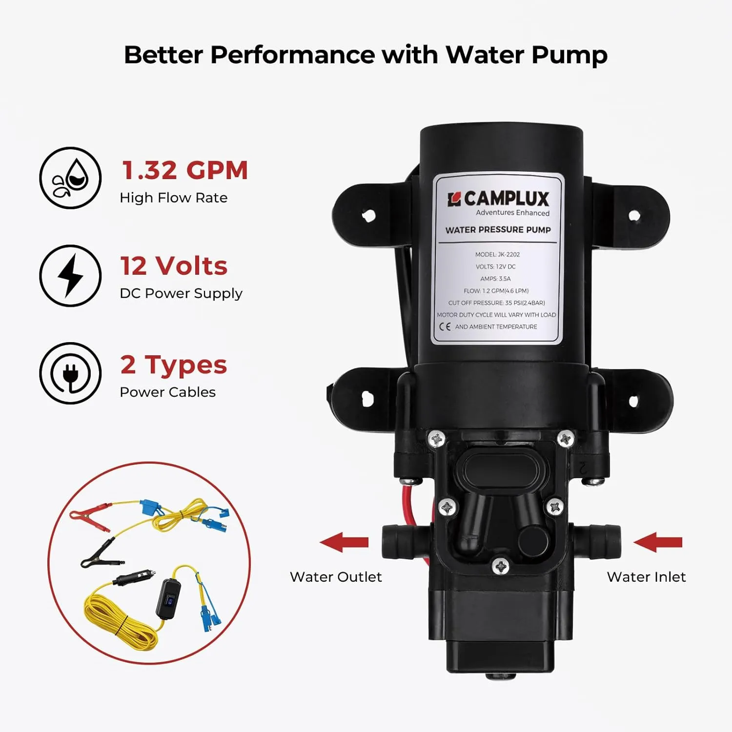 CAMPLUX 1.32 GPM Portable Outdoor Tankless Water Heater Propane Instant Hot Camping Shower Pump w/Freestanding Stand and Carry Bag, AY132GMax, Gray