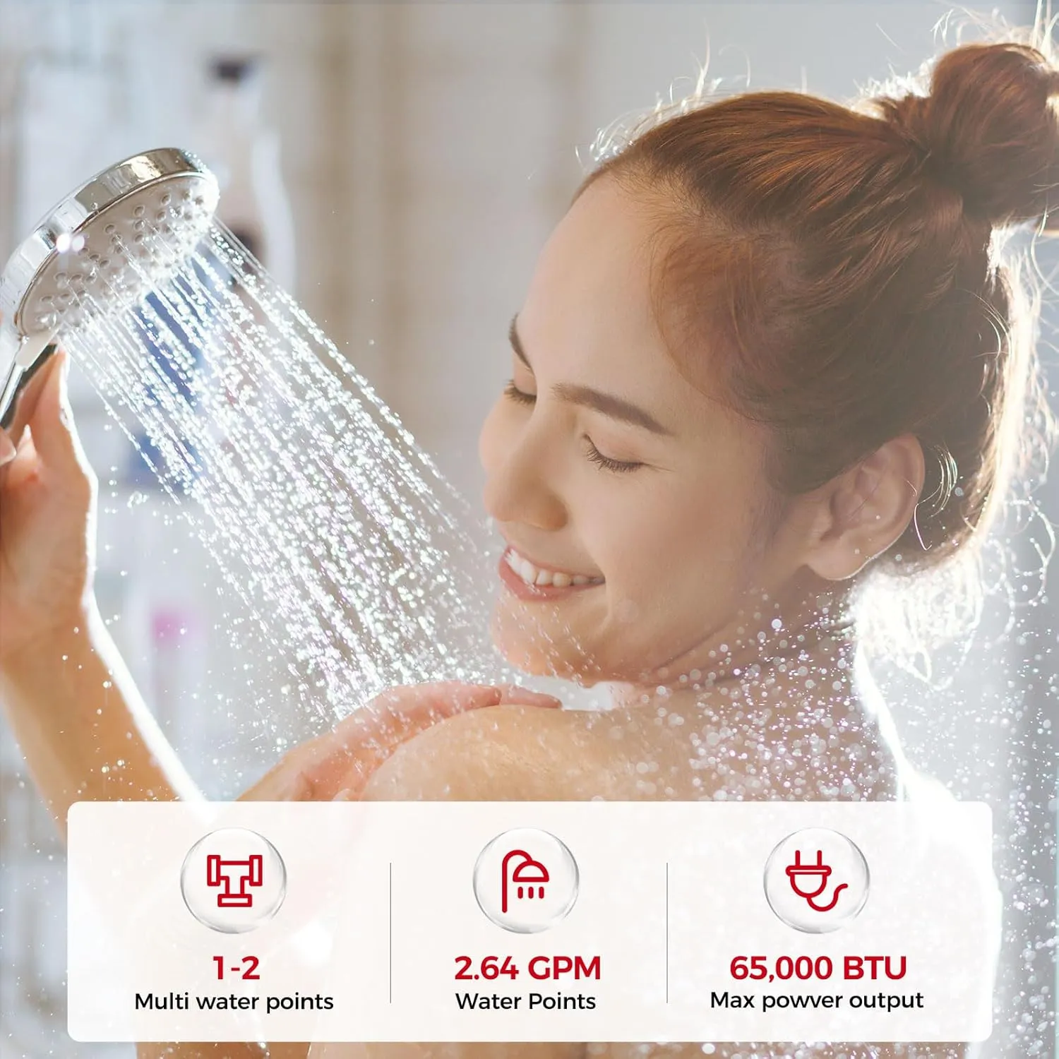 CAMPLUX Propane Tankless Water Heater 2.64 GPM, CM264 Gas Tankless Water Heater Indoor, 68,000 BTU On Demand Instant Hot, White
