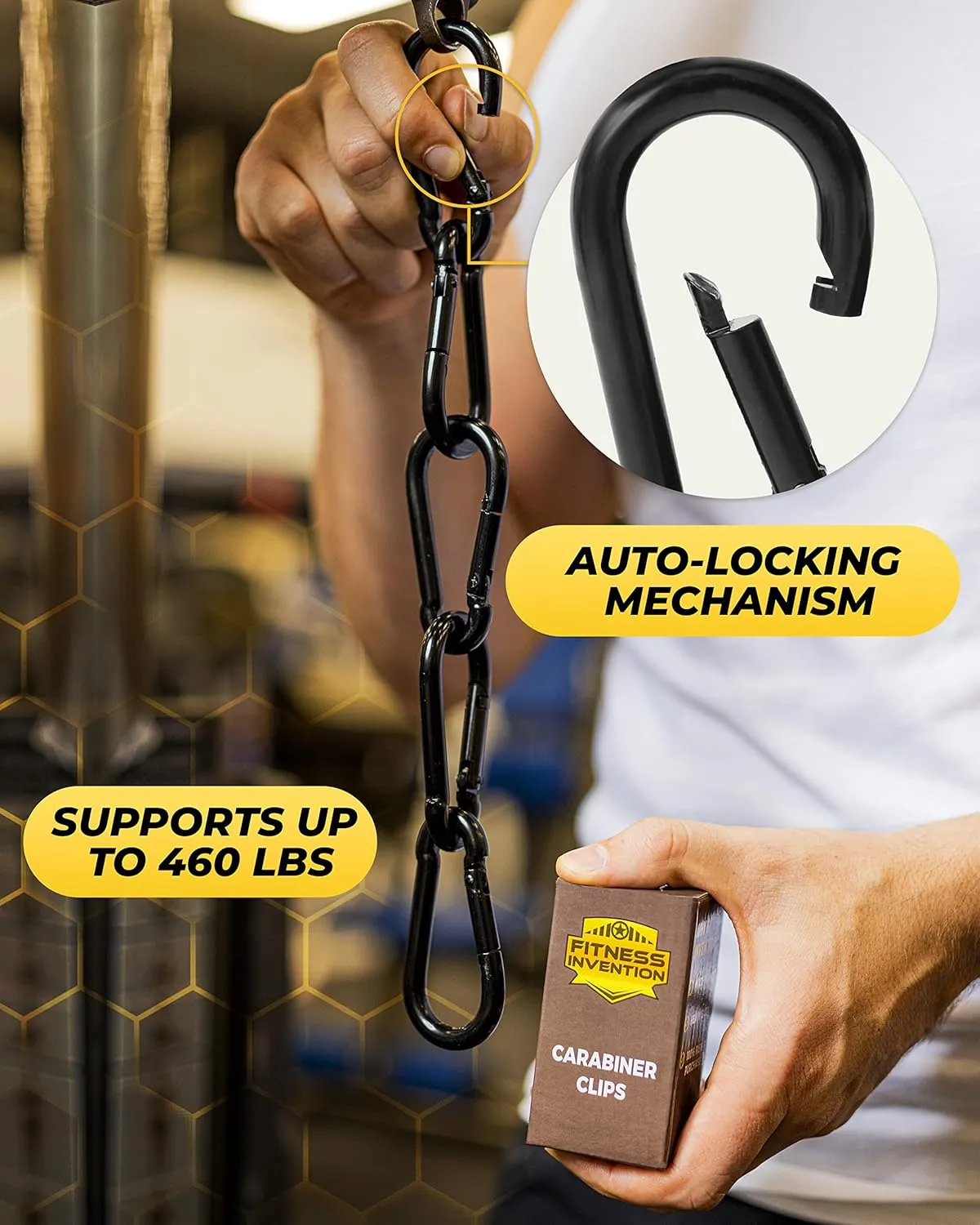 Carabiner Clip 5 Pack - Heavy Duty Snap Hooks - Large Carabeaner Clips - Perfect for Gym, Keys, Fishing, Camping
