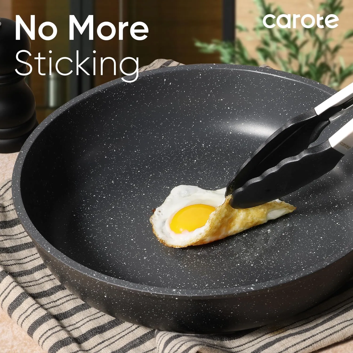 CAROTE 33pcs Pots and Pans Set Non Stick, Cookware Set, Removable Handle Pots and Pans Nonstick, RV Oven Safe Cookware, Induction Kitchen Cookware Set, Knife Set, Black