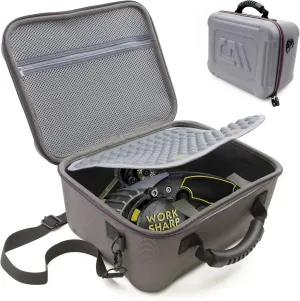 CASEMATIX Travel Case Compatible with Work Sharp Knife & Tool Sharpener Ken Onion Edition - Protective Carrier with Shoulder Strap for Belts, Attachments and Other Accessories - Case Only