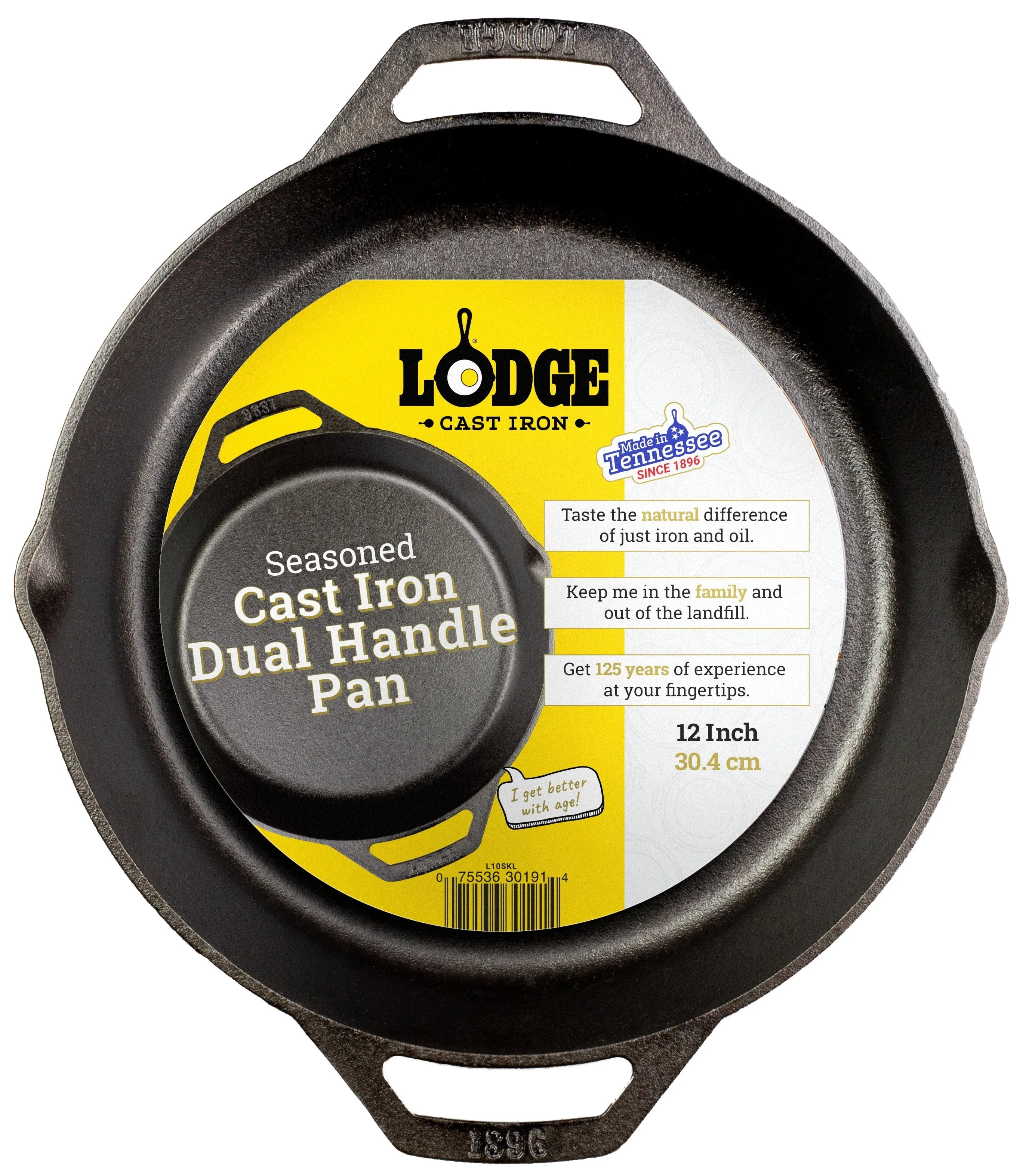 Cast Iron Seasoned 12" Dual Handle Pan
