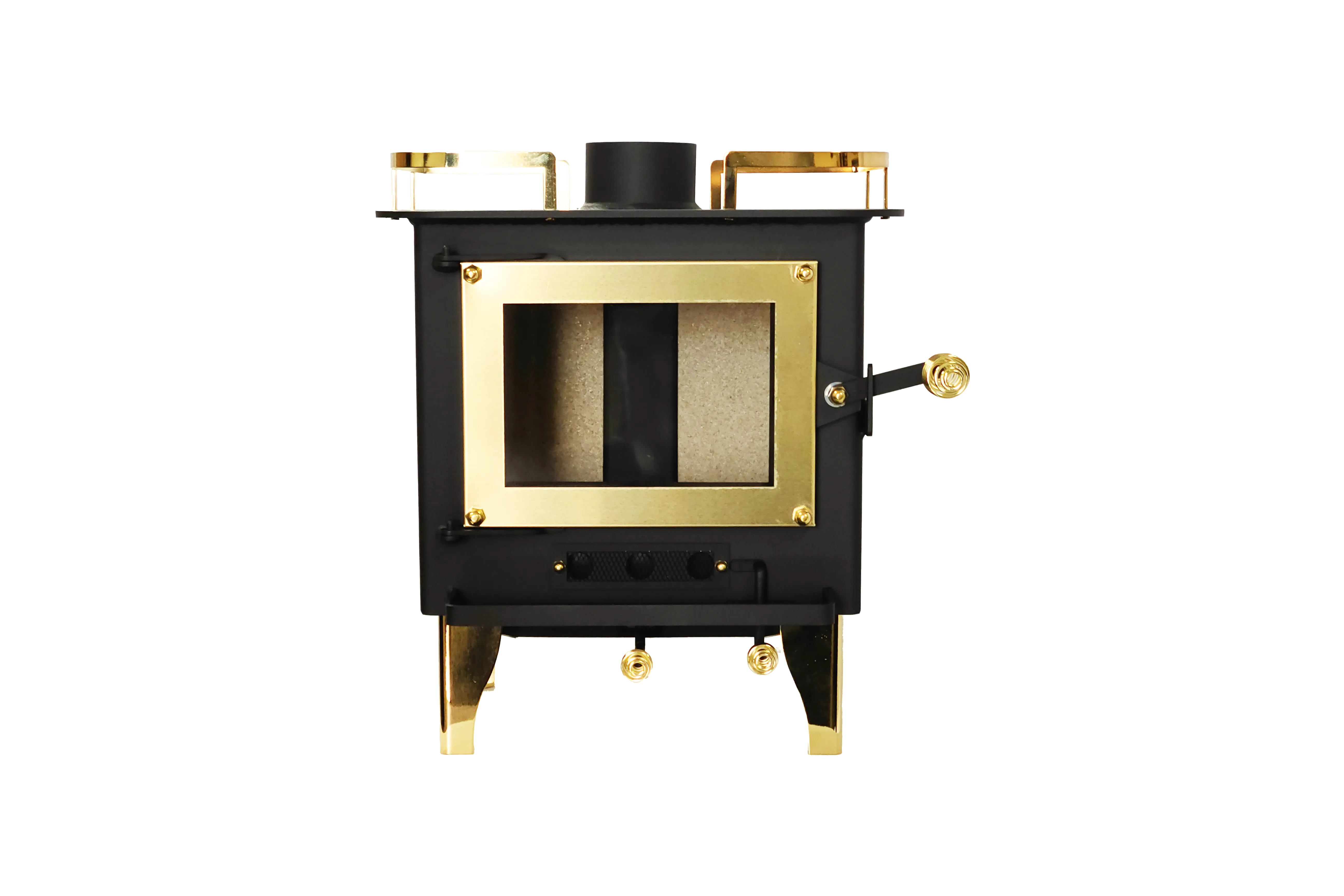 CB-1210-BR Grizzly Cubic Mini Wood Stove Brass