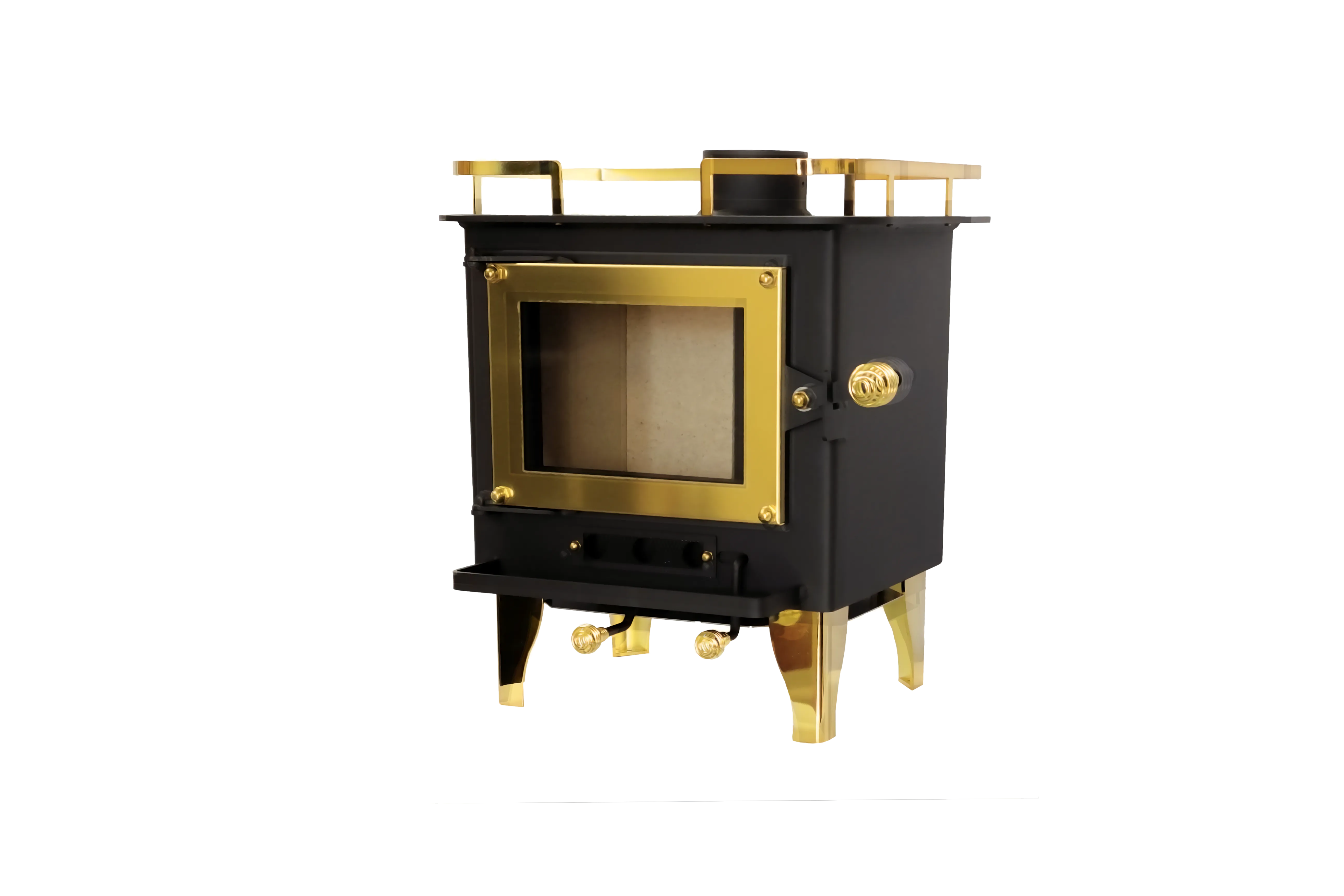 CB-1210-BR Grizzly Cubic Mini Wood Stove Brass