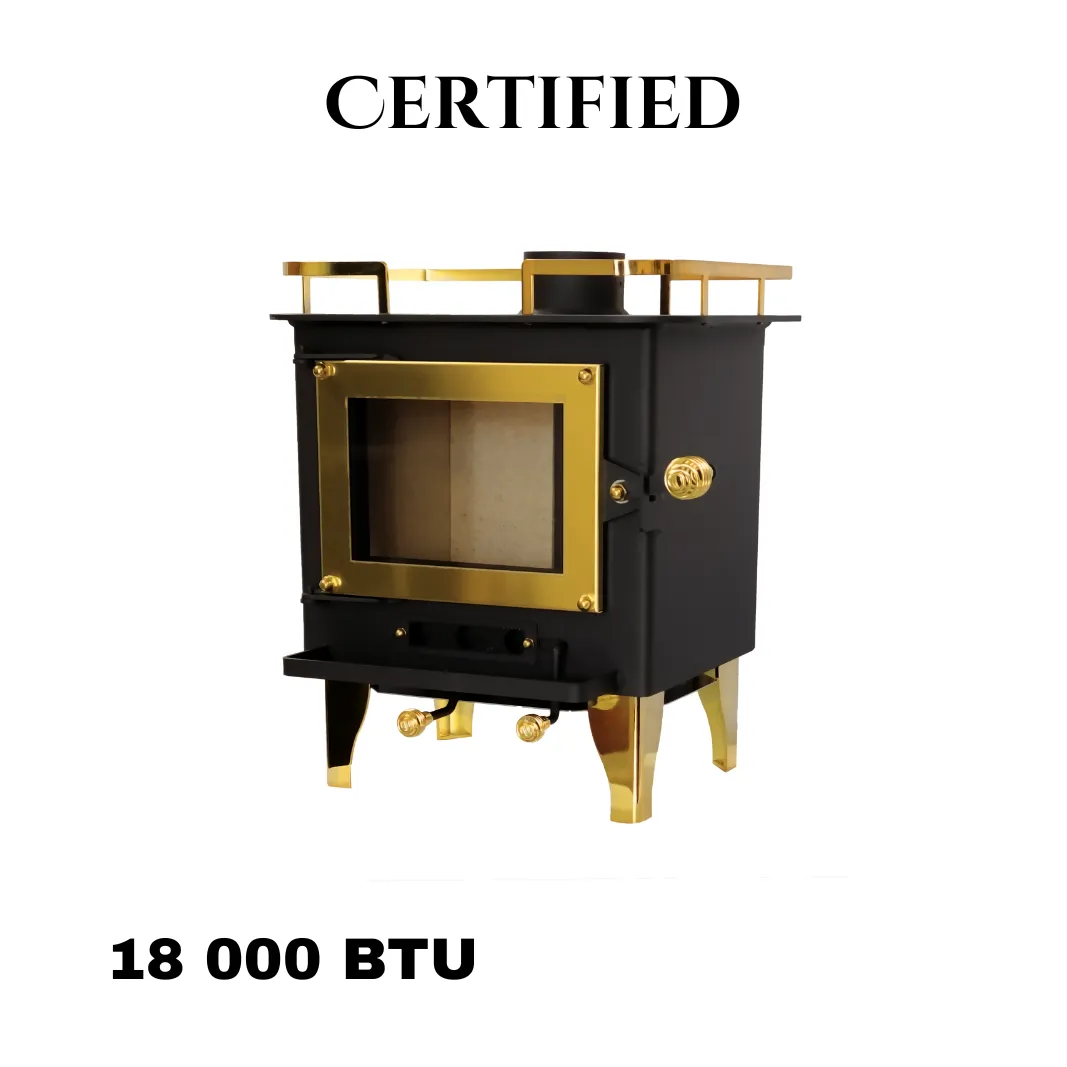 CB-1210-BR Grizzly Cubic Mini Wood Stove Brass