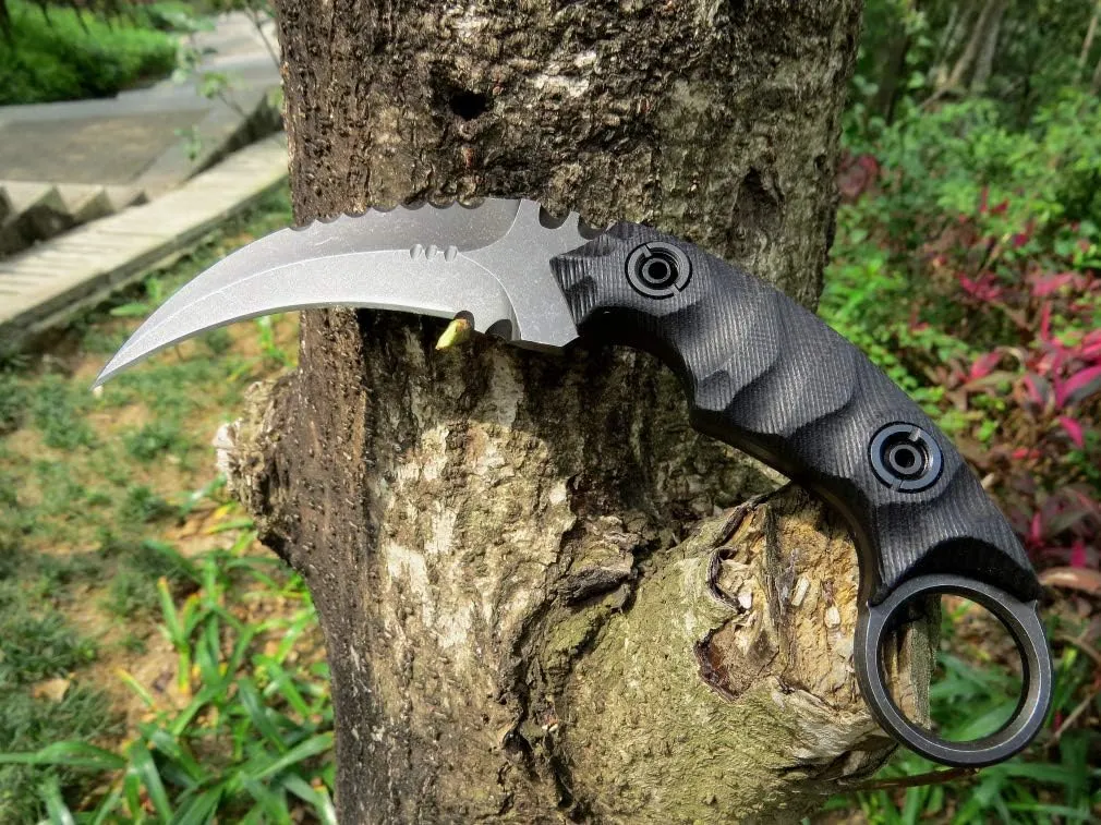 Ccanku C1691 Fixed Blade Knife D2 Steel G10 Handle 4 Inches,Outdoor Claw Knife,Camping EDC Tools, Kydex Sheaths … …