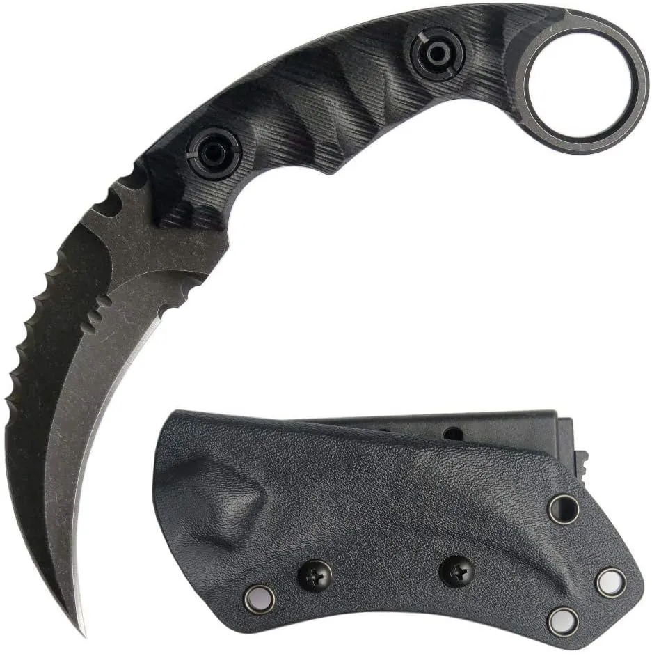 Ccanku C1691 Fixed Blade Knife D2 Steel G10 Handle 4 Inches,Outdoor Claw Knife,Camping EDC Tools, Kydex Sheaths … …