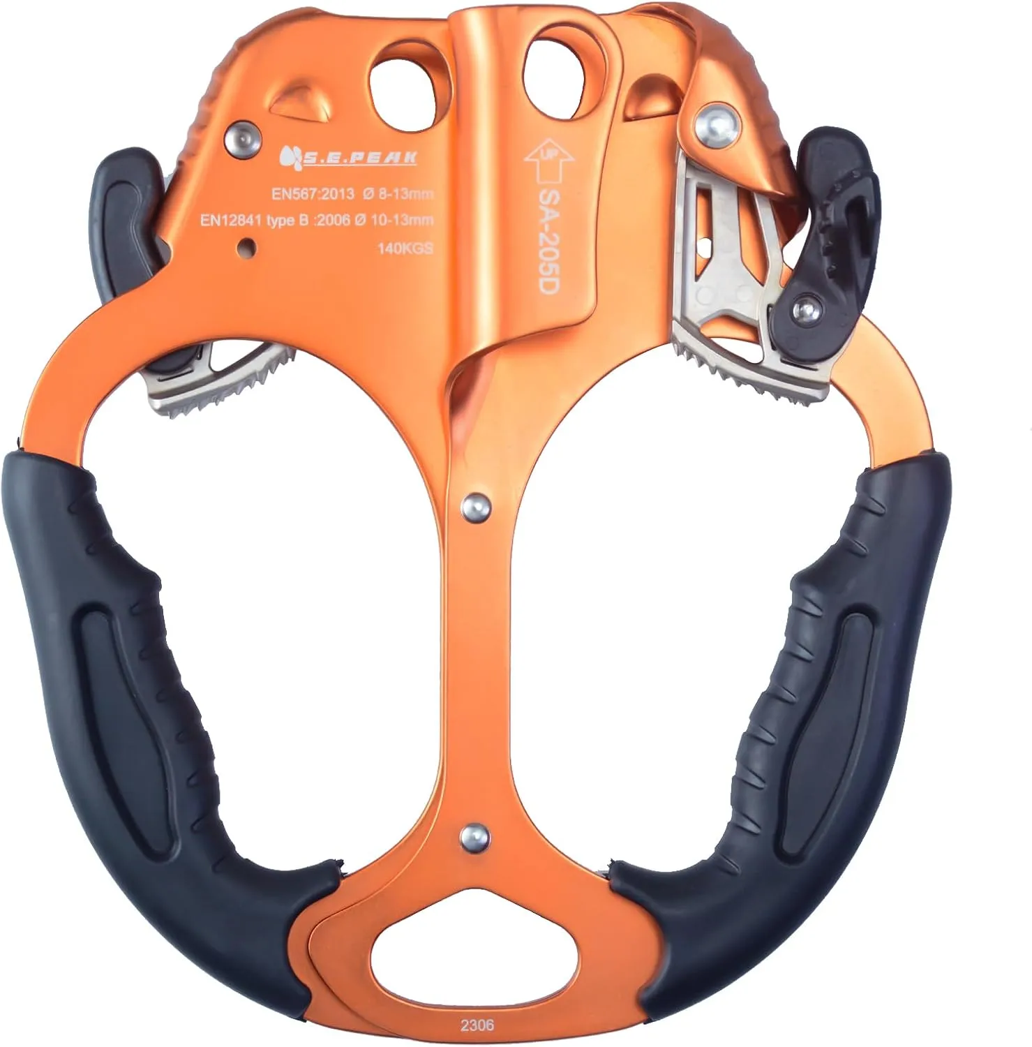 CE Hand Ascender,140kgs Rappelling Gear Equipment with Ergonomic Rubber Handle for Rock Climbing Tree Arborist, Climbing Rescue Caving, Mountaineering, 8~13MM Rope, 4kN,Right/Left Hand