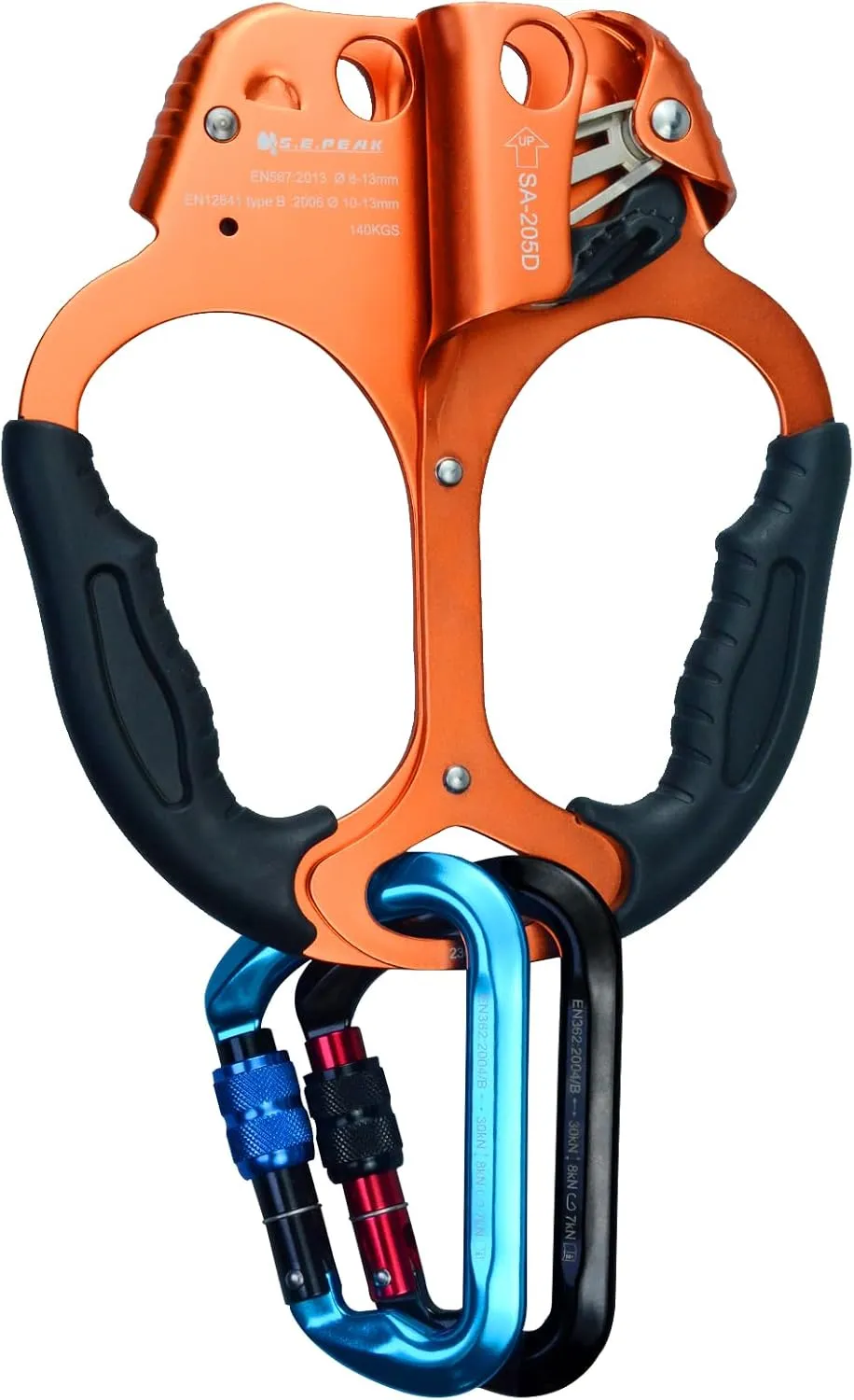 CE Hand Ascender,140kgs Rappelling Gear Equipment with Ergonomic Rubber Handle for Rock Climbing Tree Arborist, Climbing Rescue Caving, Mountaineering, 8~13MM Rope, 4kN,Right/Left Hand