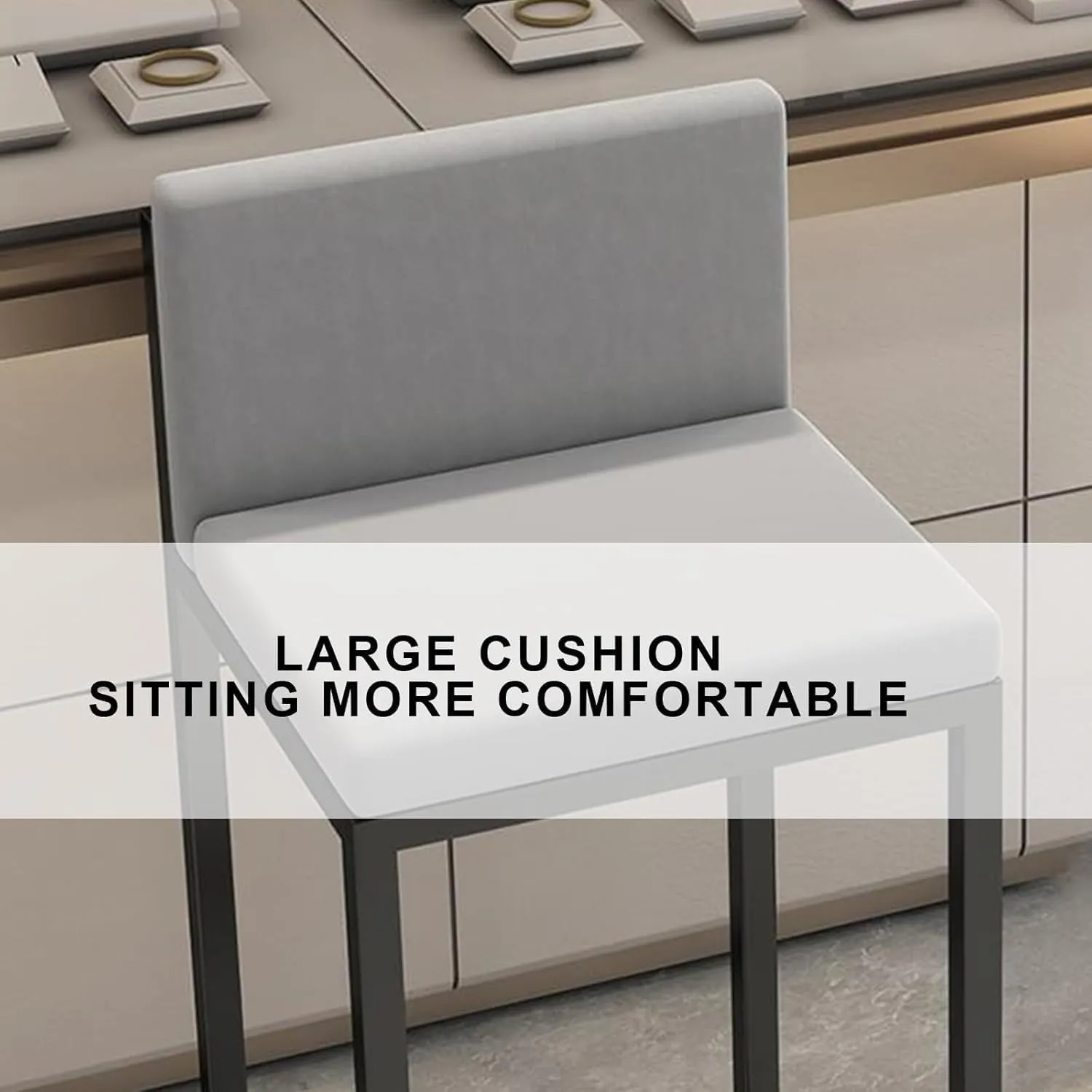 Chairs, Square Seat with Backrest, Metal Legs and Footrest, Modern Upholstered Breakfast for Home Kitchen(C,H)