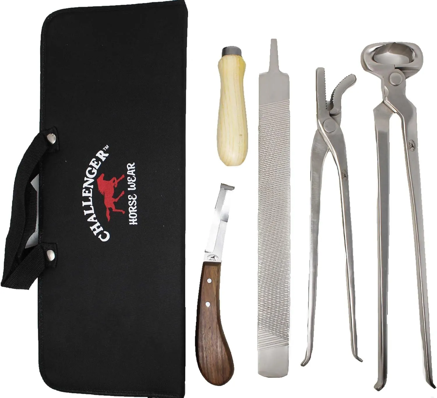 CHALLENGER Horse Farrier Kit Tool 5-Piece Horse Equine Hoof Grooming Shoe Care Bag 984143