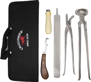CHALLENGER Horse Farrier Kit Tool 5-Piece Horse Equine Hoof Grooming Shoe Care Bag 984143