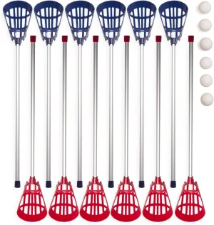 Champion Sports Soft Lacrosse Set: Training Equipment for Boys, Girls, Kids, Youth and Amateur Athletes - 12 Aluminum Sticks and 6 Vinyl Balls for Indoor Outdoor Use