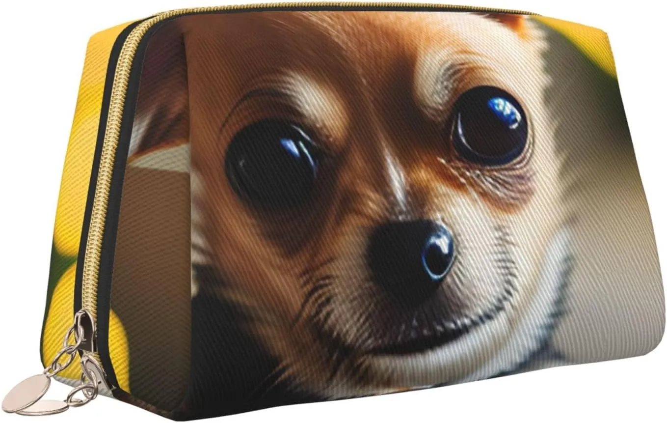 Chihuahua Dog 1 Toiletry Pouch, Travel-Friendly Makeup Organizer For Makeup Brushes, Lipsticks