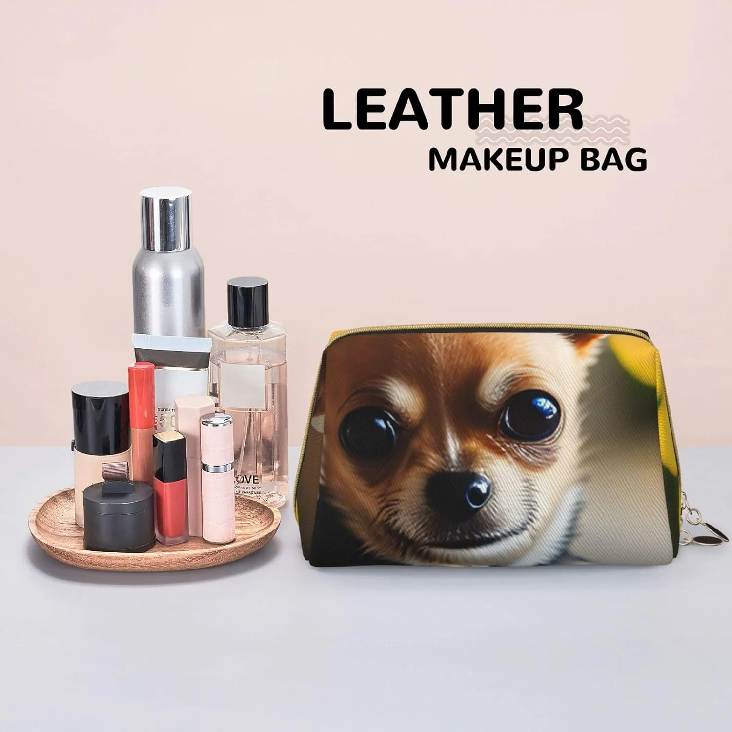 Chihuahua Dog 1 Toiletry Pouch, Travel-Friendly Makeup Organizer For Makeup Brushes, Lipsticks