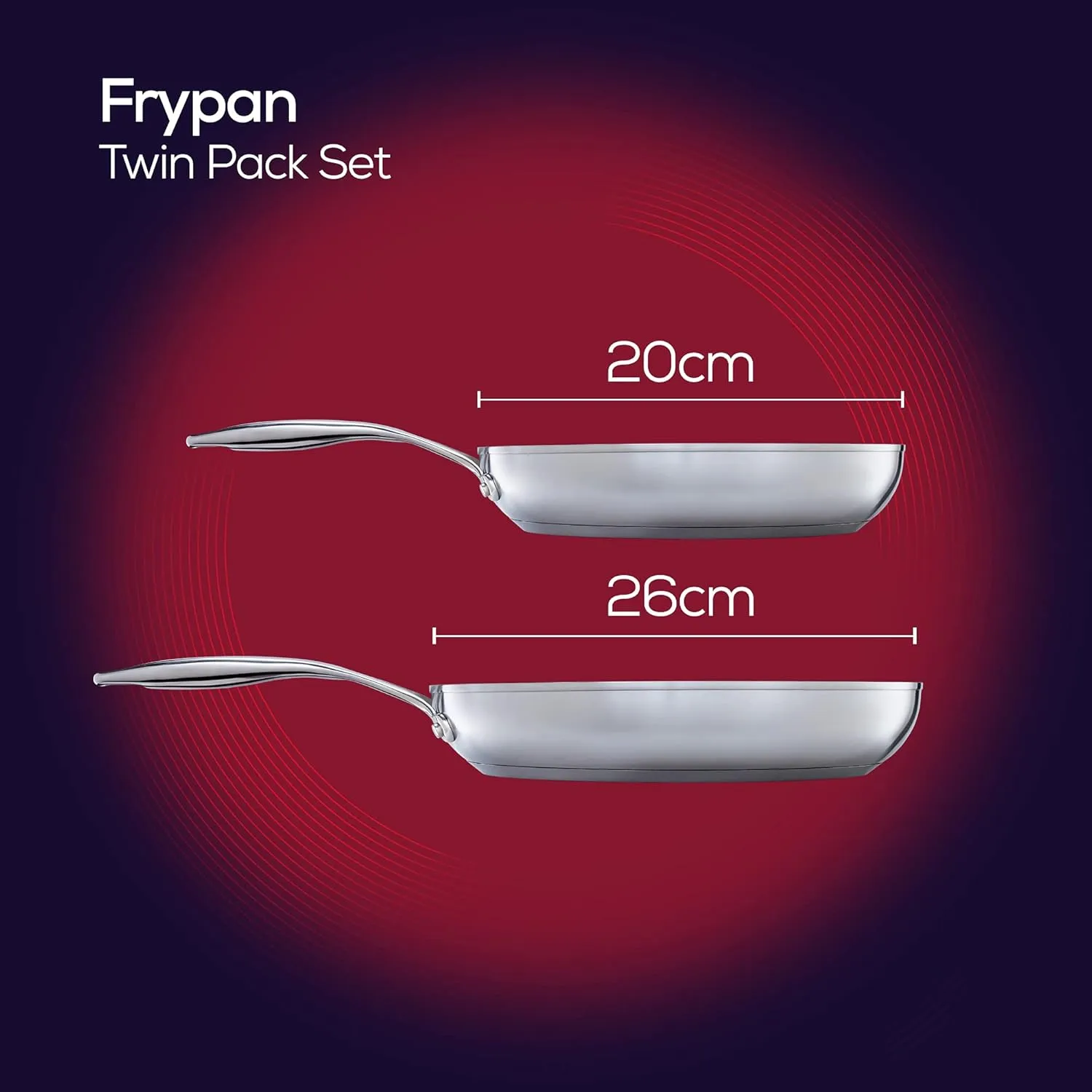 Circulon - S Series - SteelShield - Induction Twin Pack Frying Pans - 20/26cm Skillet - Non stick - Dishwasher Safe - Stay Cool Handles