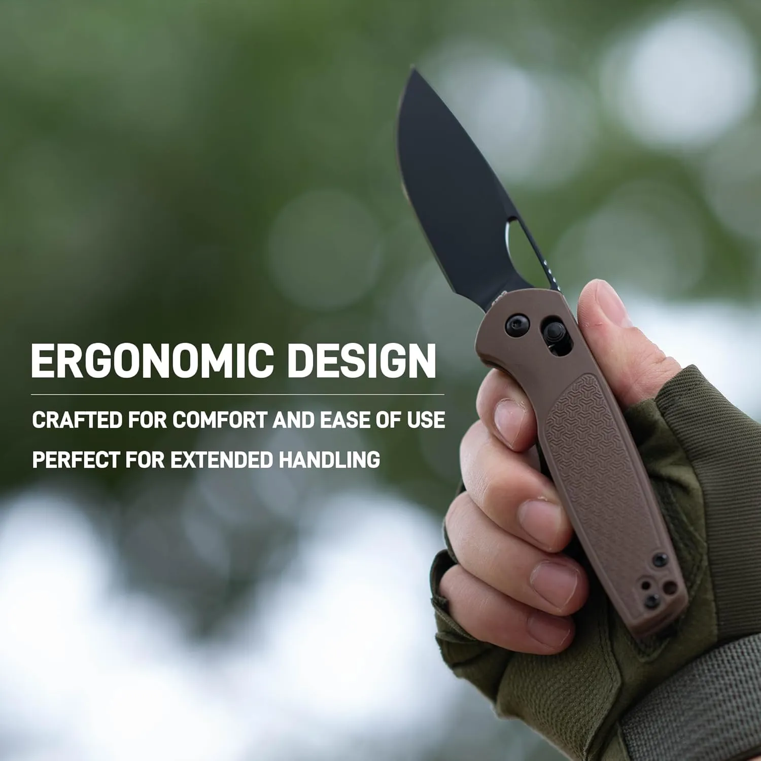 CJRB Acacia Pocket Knife, 3.21'' AR-RPM9 Steel Blade Folding Knife with Pocket Clip, Pocket Knife for Men with Crossbar Lock Sharp Camping Survival Hiking Knives, J1952 Brown