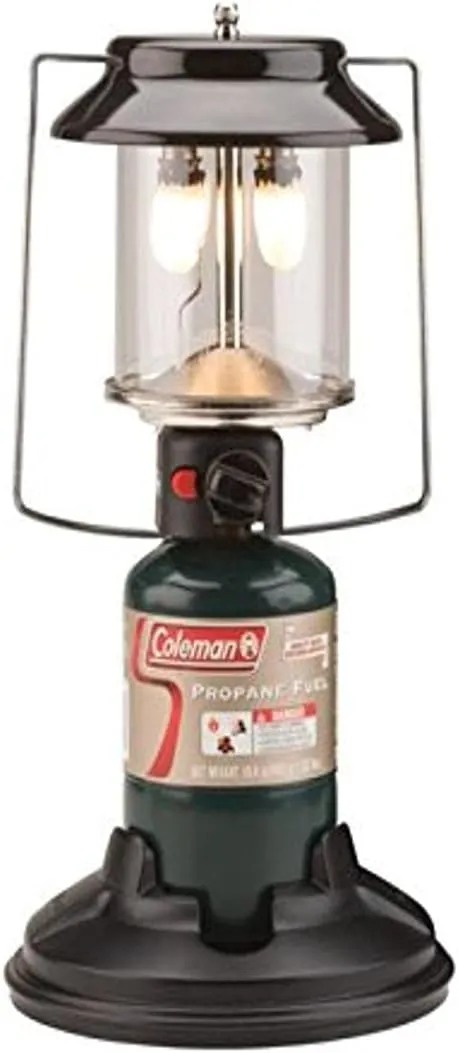 Coleman QuickPack 2-Mantle Propane Lantern with Carry Case 1000 Lumens Lantern with Adjustable Brightness & Push-Button Starter No Matches Needed Great for Camping Power Outage & More
