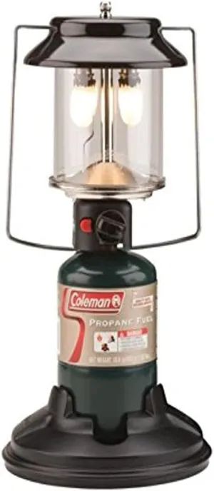 Coleman QuickPack 2-Mantle Propane Lantern with Carry Case 1000 Lumens Lantern with Adjustable Brightness & Push-Button Starter No Matches Needed Great for Camping Power Outage & More