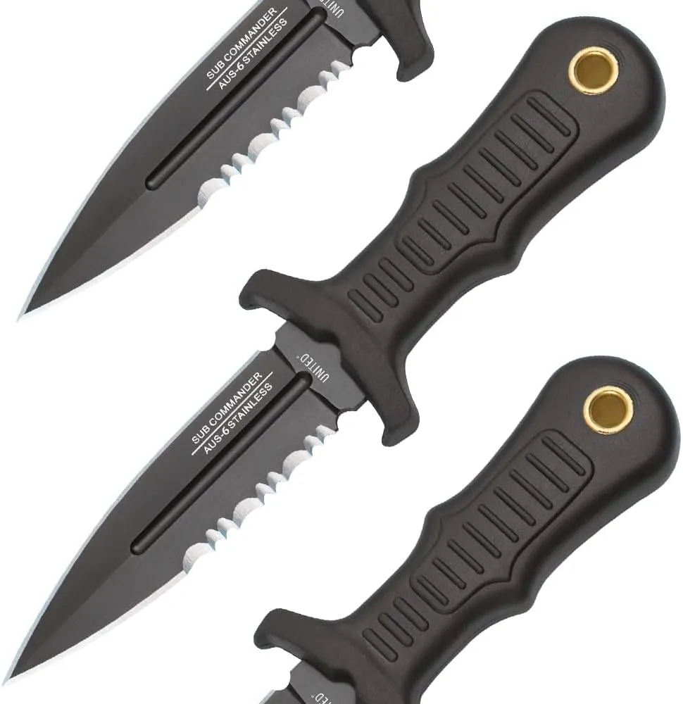 Combat Commander Black Mini Boot Knife | Compact Self Defense Knife | Double-Edged Blade | Impact Resistant Handle | Injection Molded Sheath | 5" Overall Length