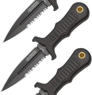 Combat Commander Black Mini Boot Knife | Compact Self Defense Knife | Double-Edged Blade | Impact Resistant Handle | Injection Molded Sheath | 5" Overall Length