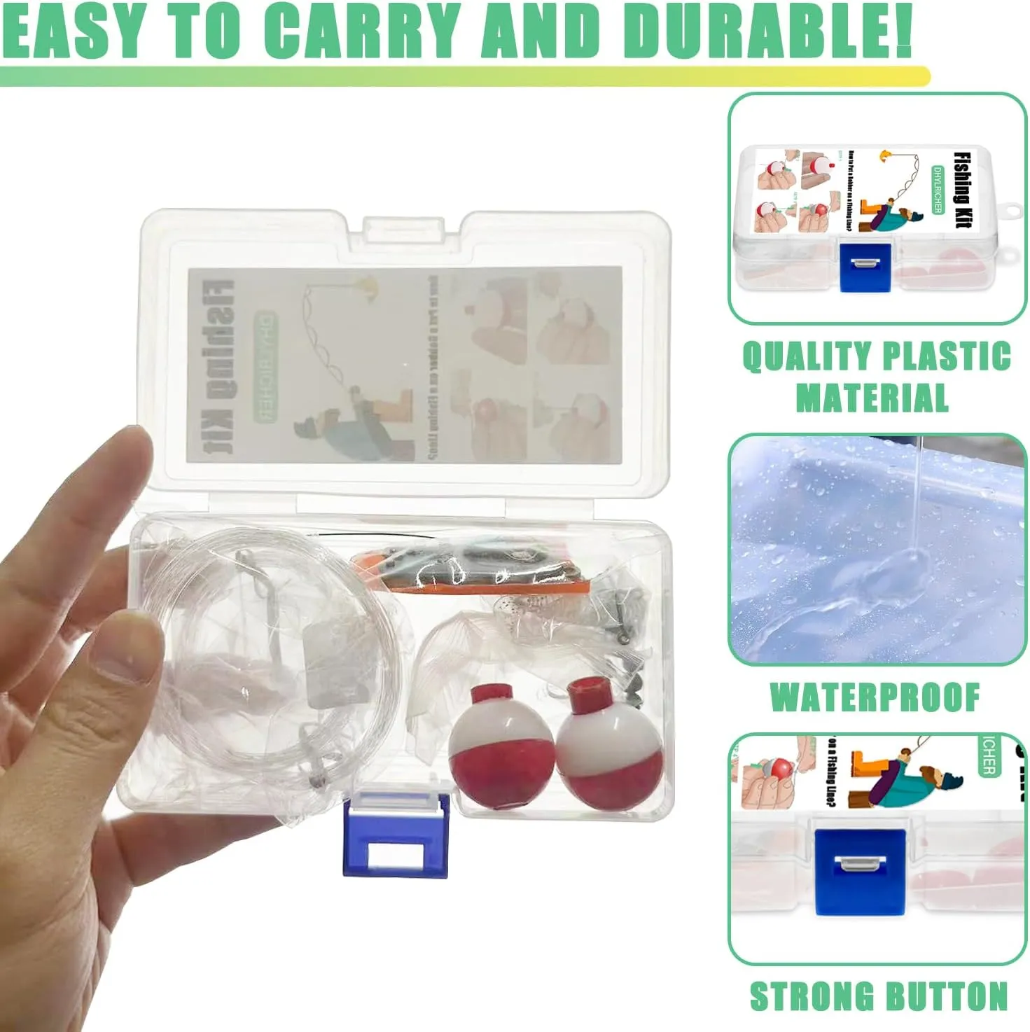 Compact Mini Fishing Kits Bulk – Emergency Survival Fishing Tackle Kits with Case for Beginners, Outdoor Operation, Shoebox Stocking Stuffer for Kids