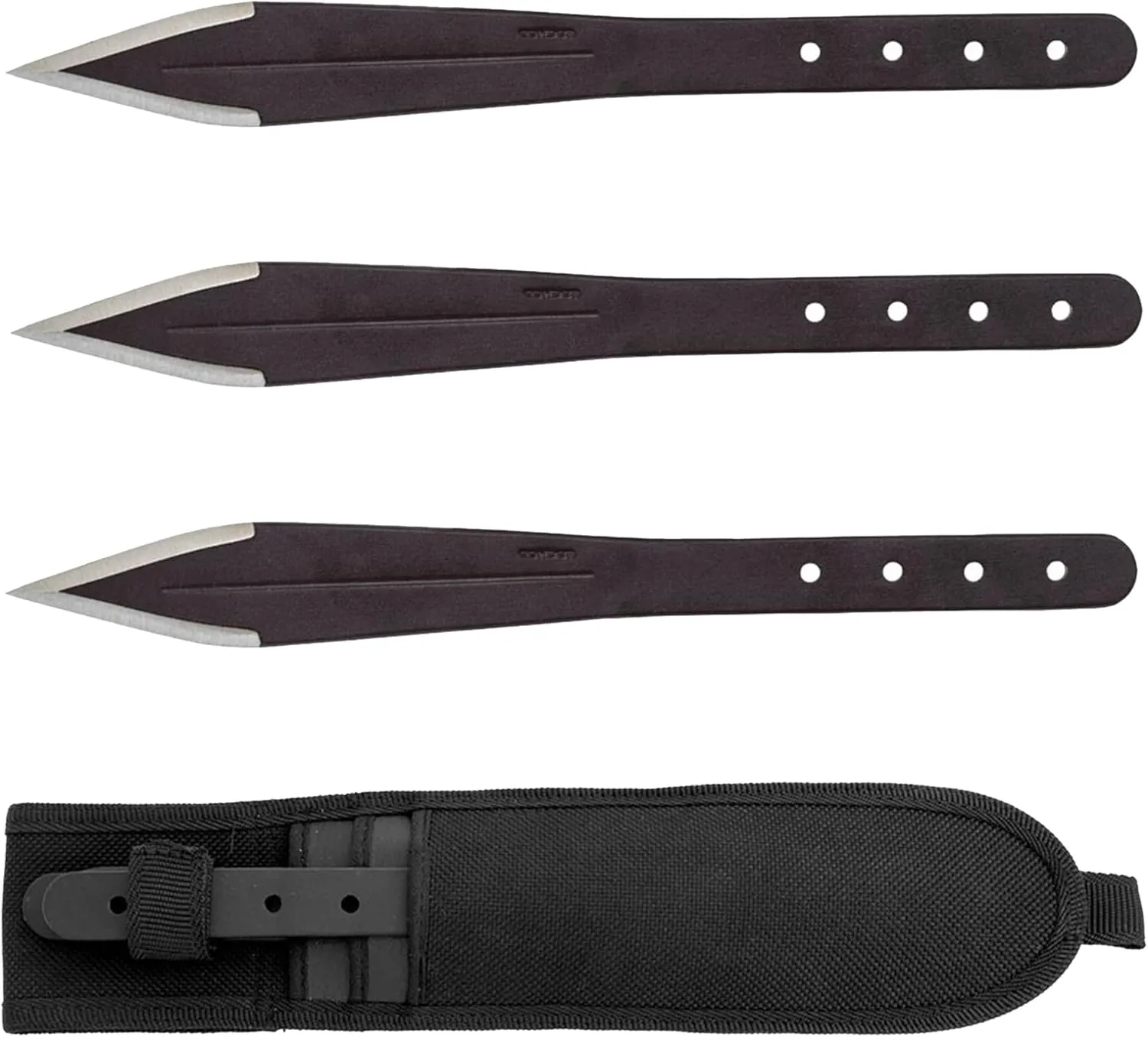 Condor Tool & Knife Dismissal Set of 3 Thrower - High Carbon Steel - Ballistic Nylon Sheath - Throwing Knife Set with Black Traction Powder Coating - 7in Blade - 32.1oz