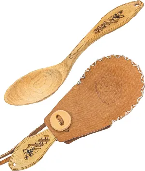 Condor Tool & Knife Norse Dragon Carved Spoon | Durable Small Wooden Spoons for Cooking with Sheepskin Sheath | Wooden Serving Utensils with a Burnt American Hickory Handle | 0.71 oz