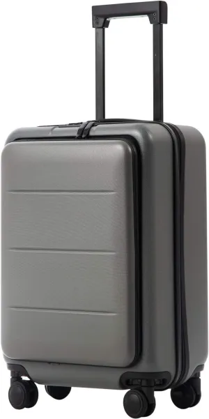 COOLIFE Luggage Suitcase Piece Carry On ABS PC Spinner Trolley with pocket Compartmnet(Titanium gray, 20in(carry on))