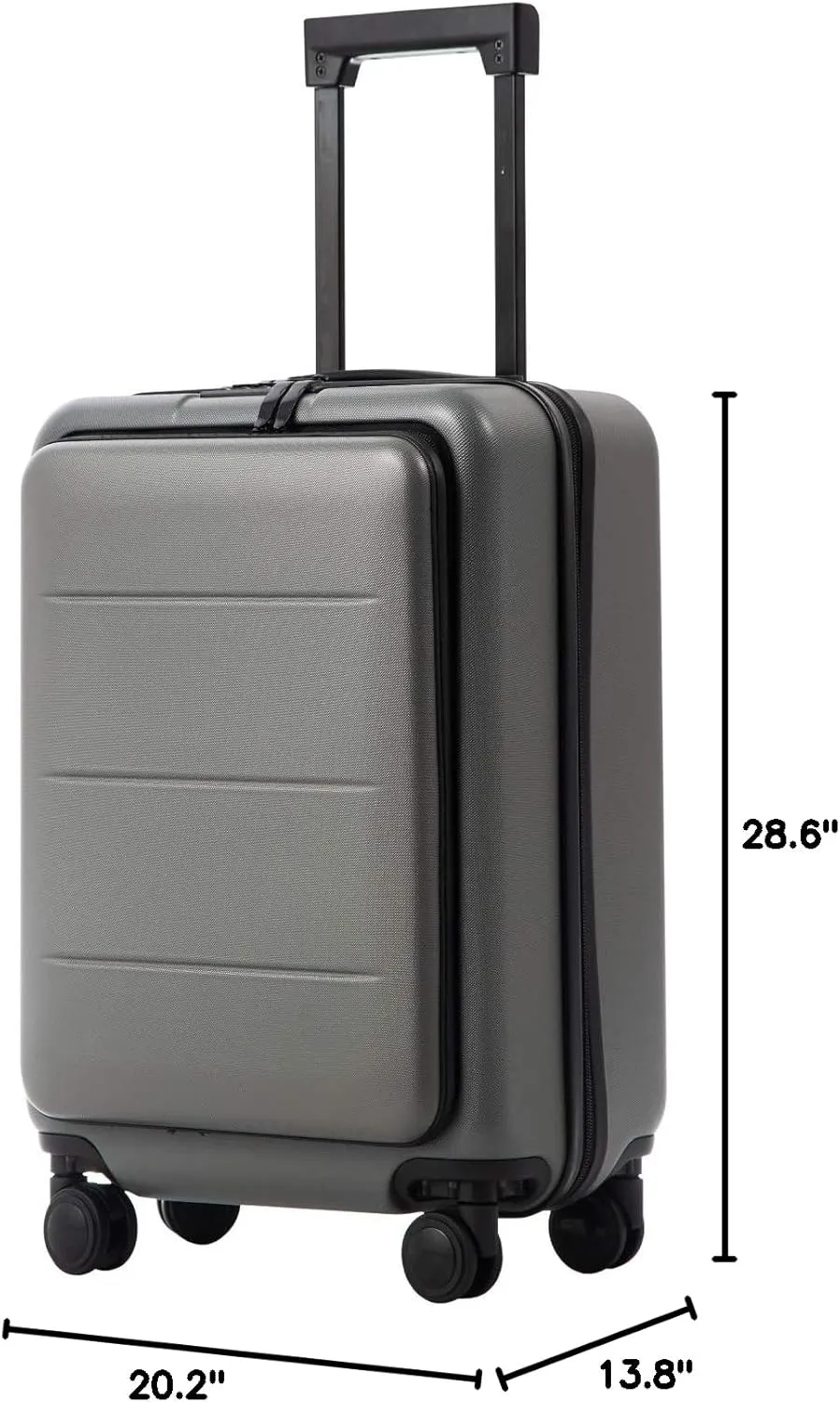COOLIFE Luggage Suitcase Piece Carry On ABS PC Spinner Trolley with pocket Compartmnet(Titanium gray, 20in(carry on))