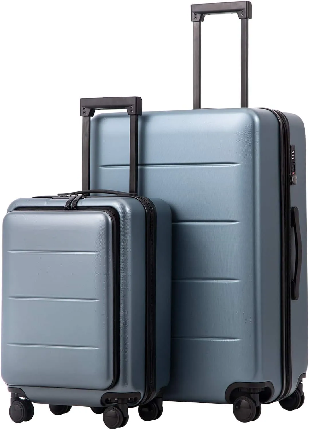 COOLIFE Luggage Suitcase Piece Set Carry On ABS PC Spinner Trolley with pocket Compartmnet Weekend Bag(Night navy, 2-piece Set)