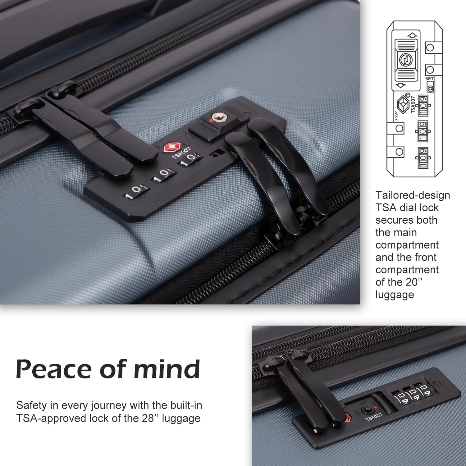 COOLIFE Luggage Suitcase Piece Set Carry On ABS PC Spinner Trolley with pocket Compartmnet Weekend Bag(Night navy, 2-piece Set)