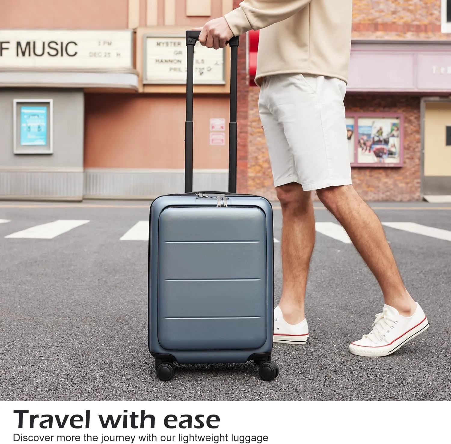 COOLIFE Luggage Suitcase Piece Set Carry On ABS PC Spinner Trolley with pocket Compartmnet Weekend Bag(Night navy, 2-piece Set)