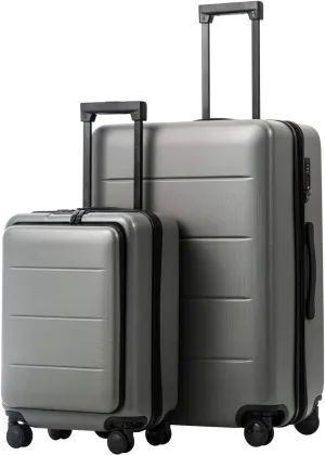 COOLIFE Luggage Suitcase Piece Set Carry On ABS PC Spinner Trolley with pocket Compartmnet Weekend Bag(Titanium gray, 2-piece Set) COOLIFE Luggage Suitcase Piece Set Carry On ABS PC Spinner Trolley with pocket Compartmnet Weekend Bag(Titanium gray, 2-piece Set)
