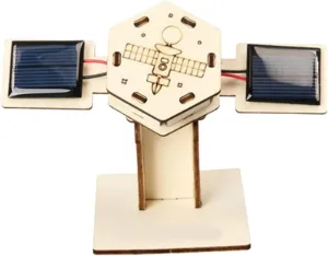 Creative Artificial Satellite Space Models, DIY Solar Panel Satellite Kit, Rotating Satellite Solar Powered Wooden 3D Construction Assembly, Wood Hand Craft for Kids (1 PC)