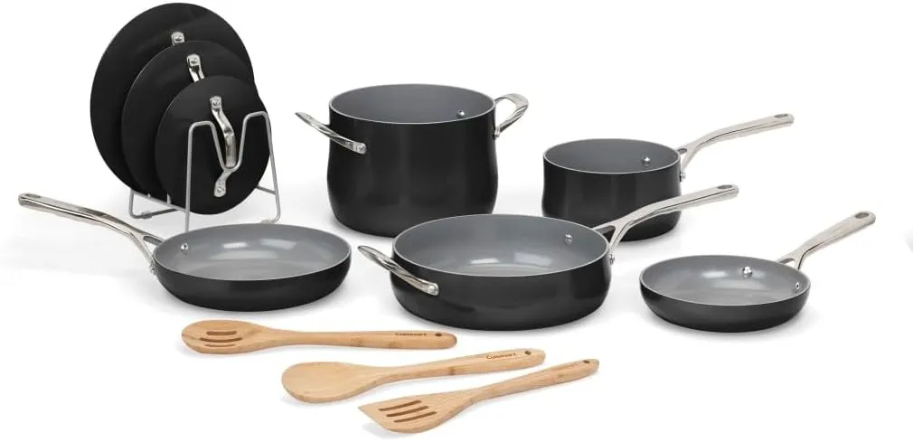 Cuisinart Culinary Collection 12-Piece Pots and Pans Set, PURELYCERAMIC Nonstick, Black