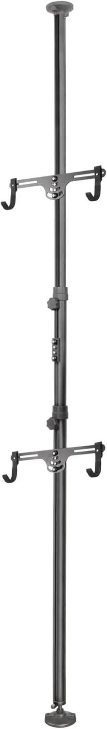 CyclingDeal Floor to Ceiling 2 Bike Storage Stand - Dual Hanger Gravity Hook Parking Rack Pole Stand for Storing Bicycles in Garages or Apartments - Height up to 10'10"
