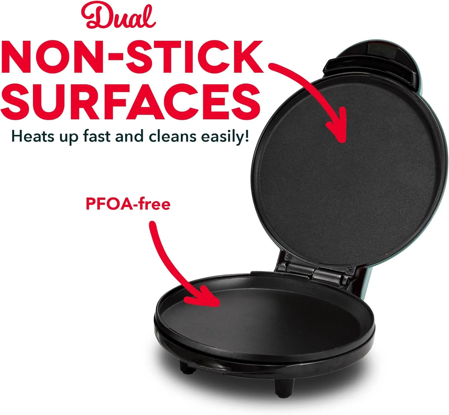 DASH 8” Express Electric Round Griddle for for Pancakes, Cookies, Burgers, Quesadillas, Eggs & other on the go Breakfast, Lunch & Snacks - Aqua