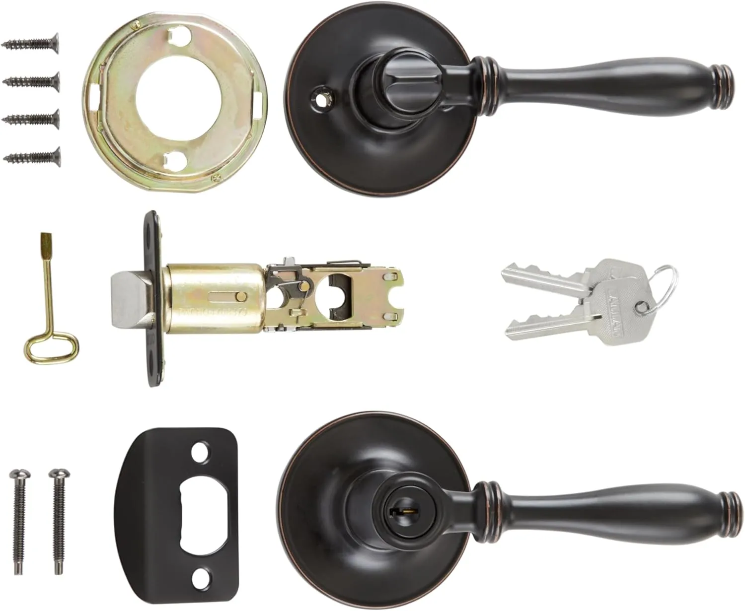 Delaney Callan Hardware Silona Entry Door Lever, Fits Doors 1-3/8 to 1-3/4 in. Thick, Edged Oil-Rubbed Bronze Finish–Reversible Handed Decorative Lever–Easy to Install