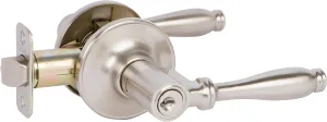 Delaney Callan Hardware Silona Entry Door Lock, Fits Door 1-3/8 to 1-3/4 in. Thick, Satin Nickel Finish – Reversible Left/Right-Handed Front Door & Garage Door Lever – Easy to Install Door Lock