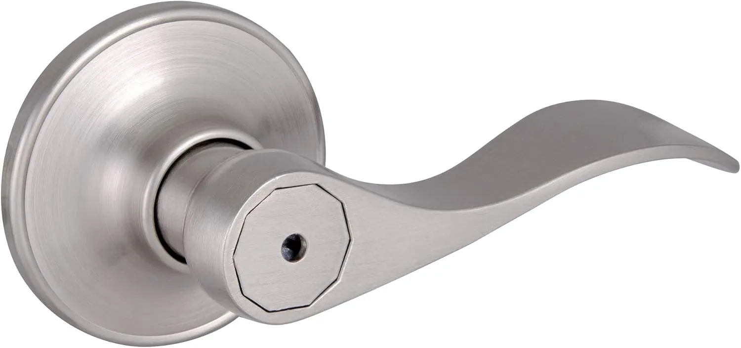 Design House Springdale Privacy Door Lever for Bedrooms and Bathrooms, Fits Standard Doors, Satin Nickel, 700492