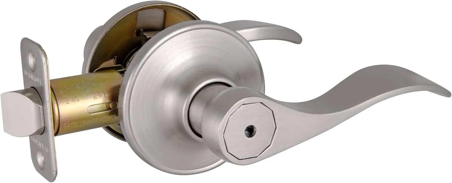 Design House Springdale Privacy Door Lever for Bedrooms and Bathrooms, Fits Standard Doors, Satin Nickel, 700492