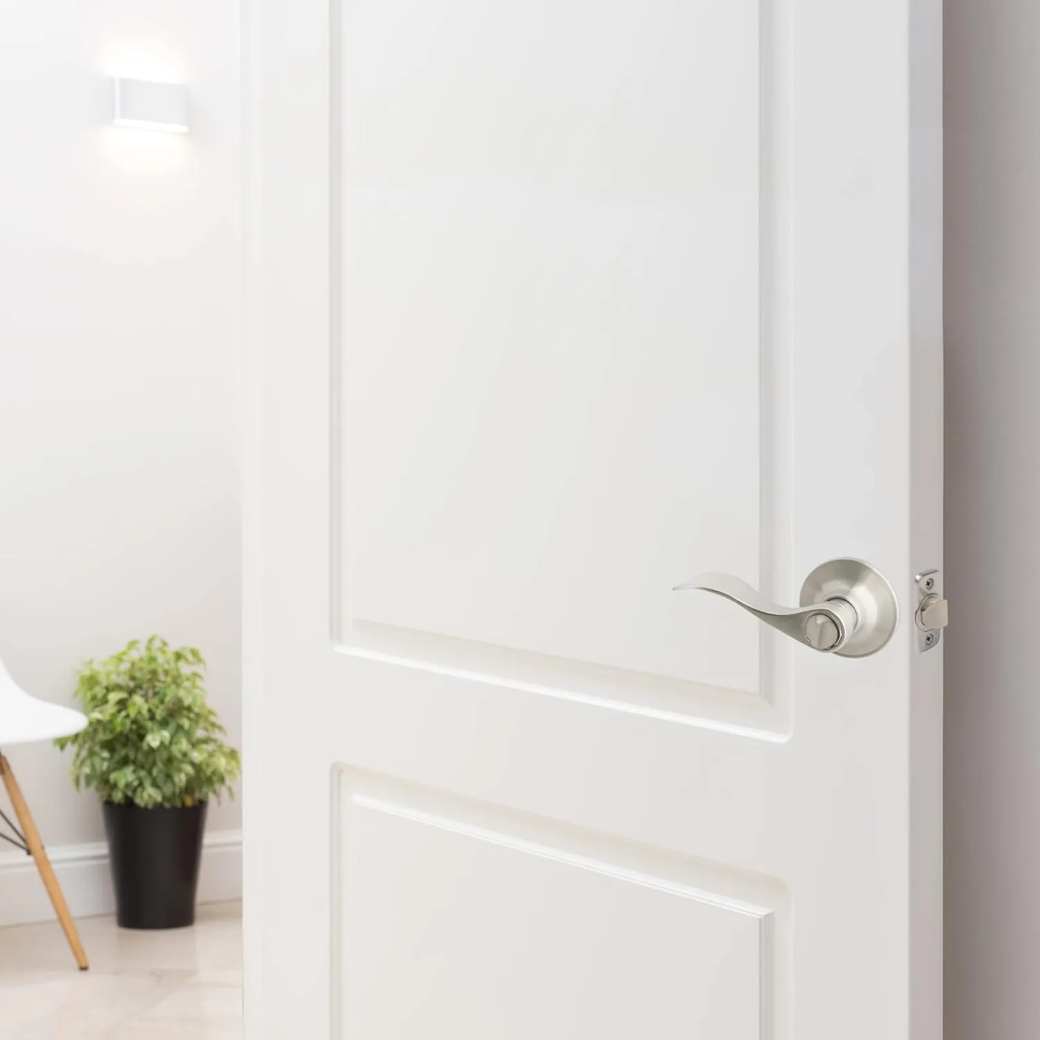 Design House Springdale Privacy Door Lever for Bedrooms and Bathrooms, Fits Standard Doors, Satin Nickel, 700492
