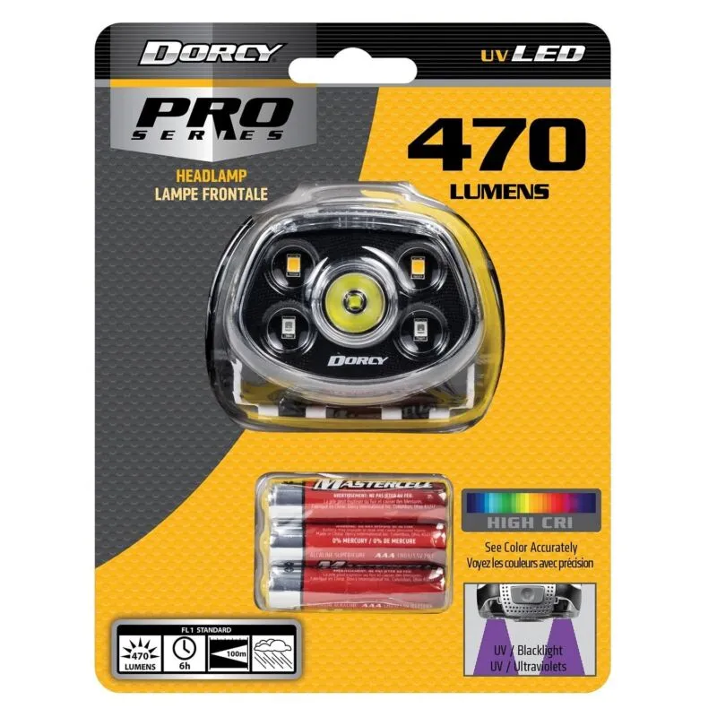 Dorcy 41-4320 Pro Series 470-Lumen LED High CRI and UV Tilting Headlamp