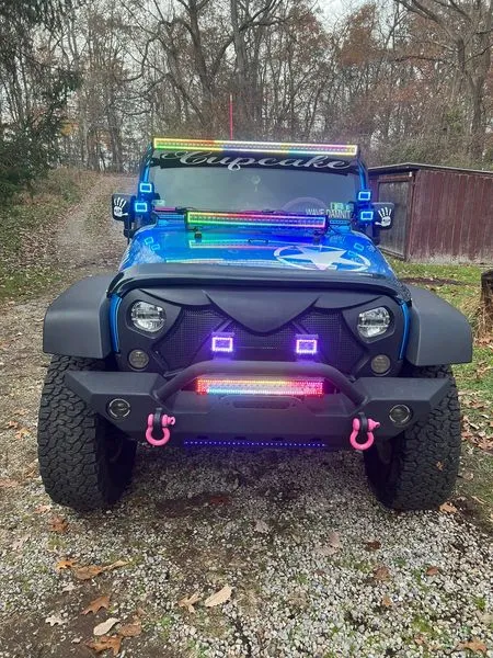 DOT Approved Nicoko Bluetooth app control 7" LED RGB Headlight Headlamp Flashing Muticolor RGB Chasing Angel Eye Halo with Music Function for Wrangler JK LJ CJ TJ Rubicon